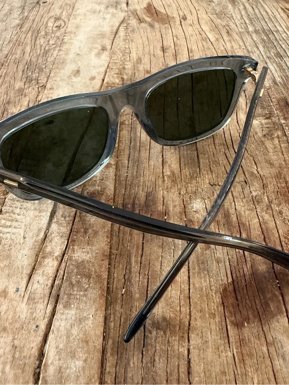 Gucci Transparent Gray Sunglasses with Dark Green Lenses